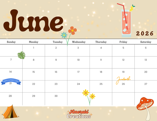 Free Monthly Calendars 2026