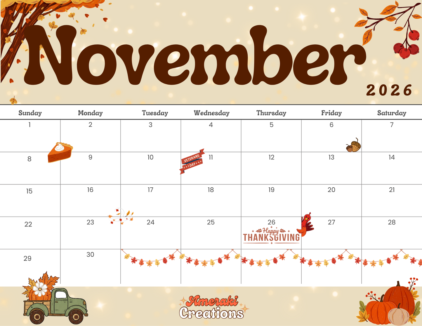 Free Monthly Calendars 2026