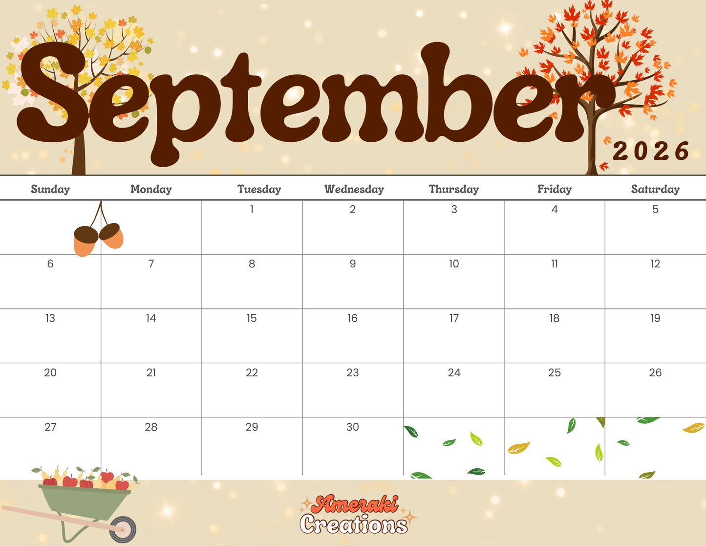 Free Monthly Calendars 2026